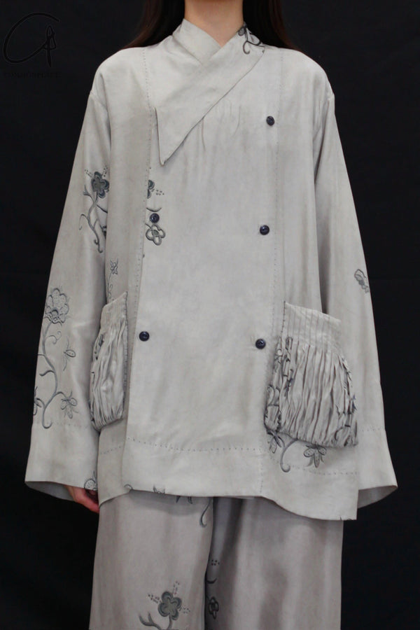 Mutedance 25 Spring/Summer Big Pocket Slant-Breasted Top MD-MD25SS72-GREY MD25SS71